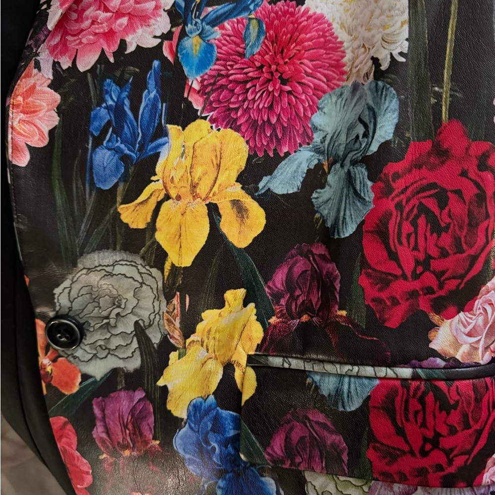 Floral Print Women's Blazer Jacket - Black Multi - Picture 5 of 7